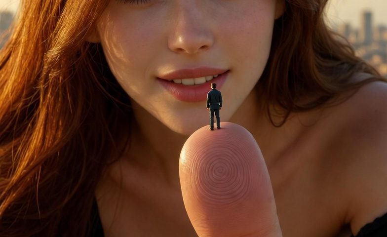 giantess holding a tiny man